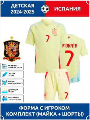 Morata Spain National Team Football Jersey #7 Champions League Edition Football Jerseys Training Suit Set