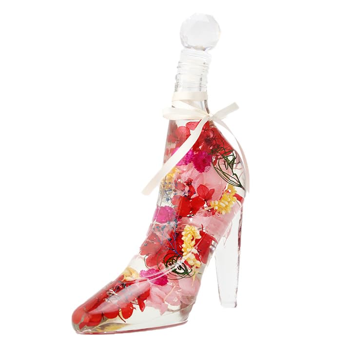 

My Treat Herbarium with Preserved Flowers and Glass Slippers, Perfect for Mother s Day, Birthdays, Wedding Anniversaries, and other Celebrations (Red)