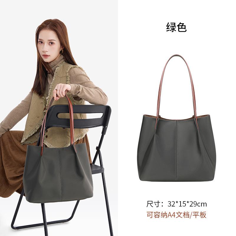 

Многосекционная женская сумка через плечо из нейлона с коровьей кожей, большая вместительная сумка-тоут зелёный