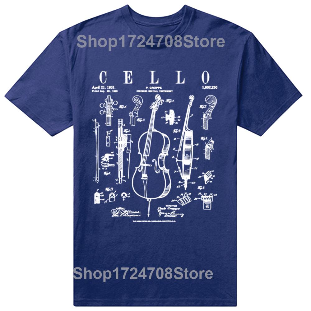 Vtipné violoncello Vintage patent Kresba violoncellisty Grafické tričko Pánská Dámská móda Ležérní tričko 100% bavlna Volné Oversized tričko