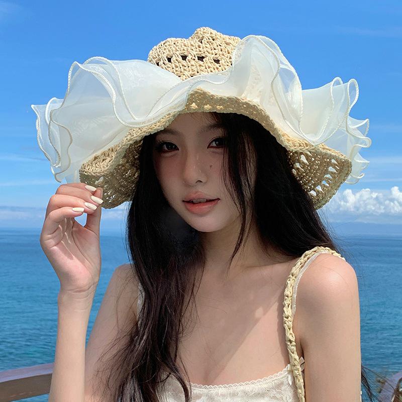 Women's Large Brim Breathable Straw Sun Hat for Full Face Protection