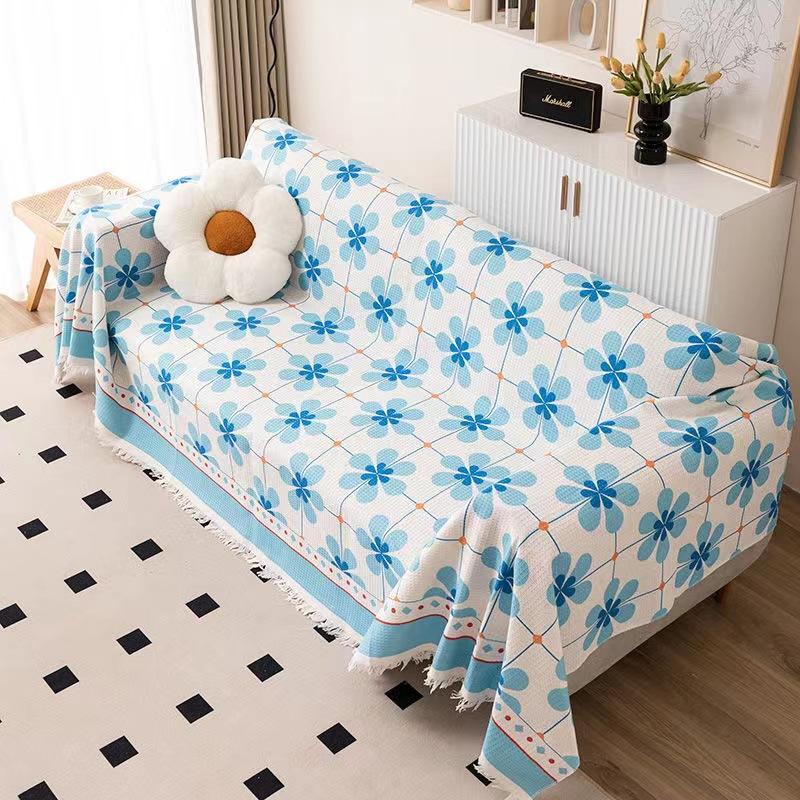 Rural Flower Printed Sofa Towel For Living Room Cozy Warm Knee Blanket For Office Durable Sofa Protector For All Seasons