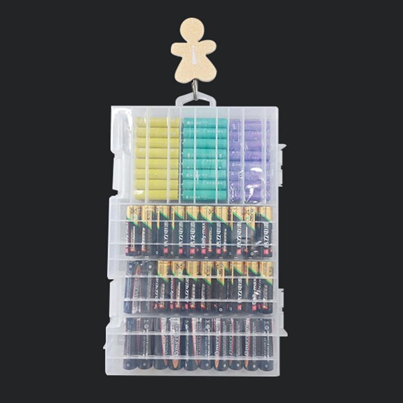 Úložný box na baterie pro 60 ks AA a 40 ks 3A Bateriový kontejner Lehký design s průhledným víkem