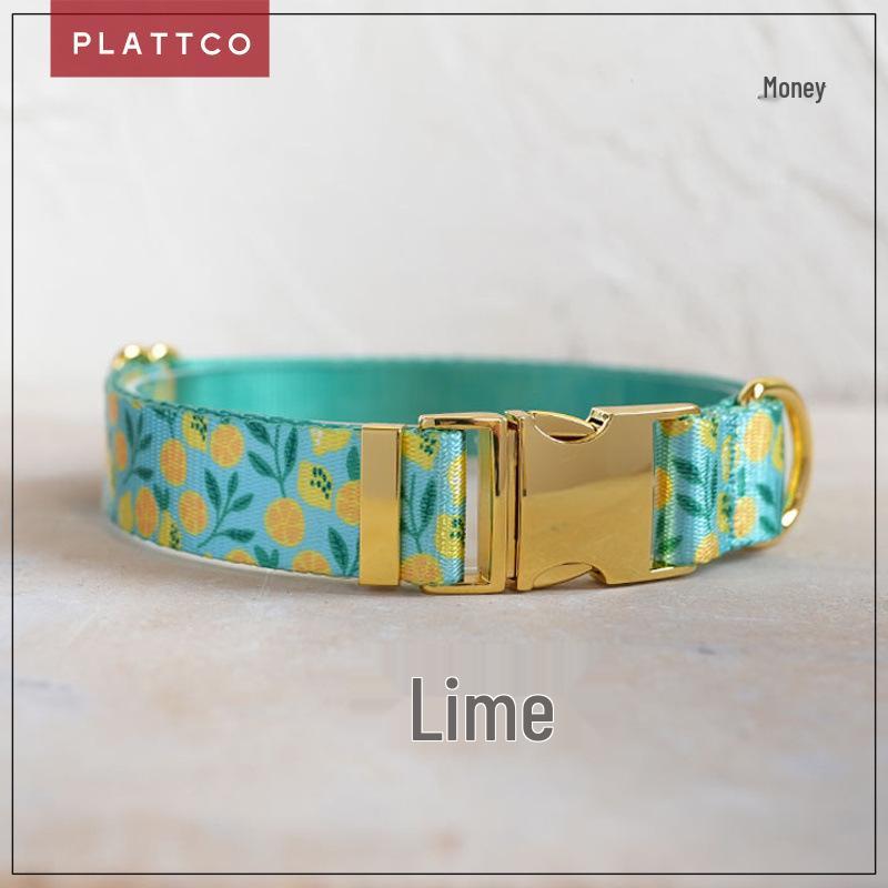 PLATTCO Fruit Print Lemon Pet Nylon Anti-lost Dog Collar PDC329 XL (2.5cm x 56-62cm)