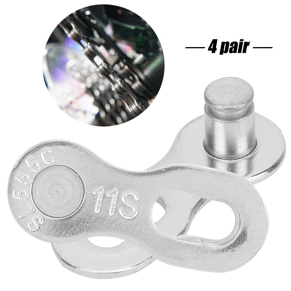 4 Paar Fahrradkette aus Stahl, 11 Geschwindigkeit, fehlendes Verbindungsstück, Fahrradzubehör, silber