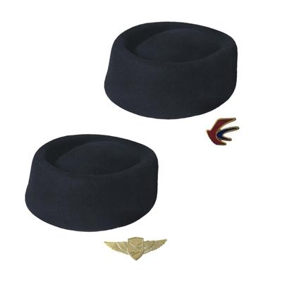 Elegant Wool Beret Cap Stewardess Hat with Badge For Costume Event And Daily Wear Stage Performances Photography Hat