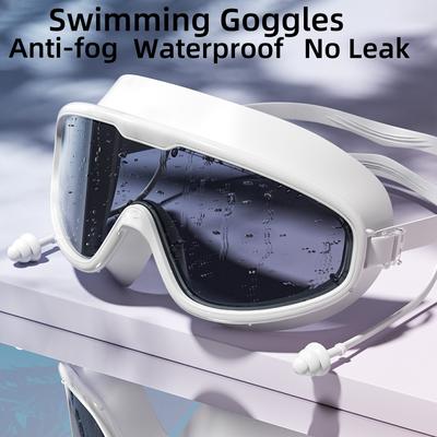 Gafas de Natación con Montura Grande Lente HD y Antivaho Impermeables Gafas de Natación para Adultos Uso Ducha Piscina por Hombres Mujeres
