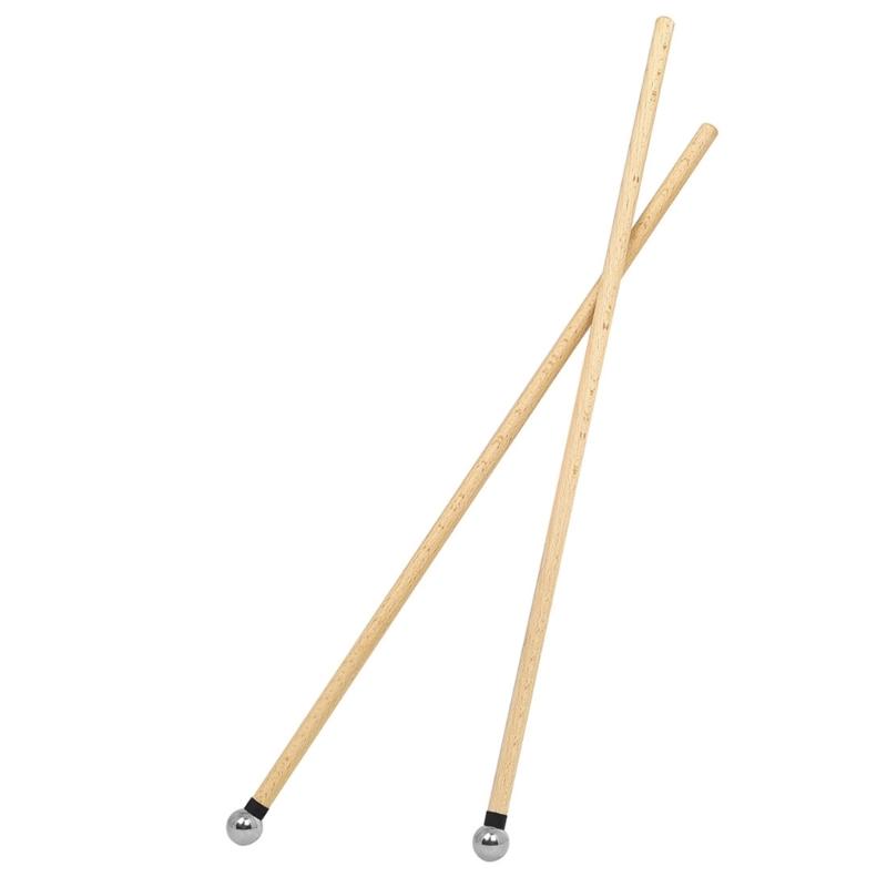 1 Pair Music Student Drum Sticks Wood and Stainless Steel Drum Mallets for Music Enthusiasts and Studio Recording Use