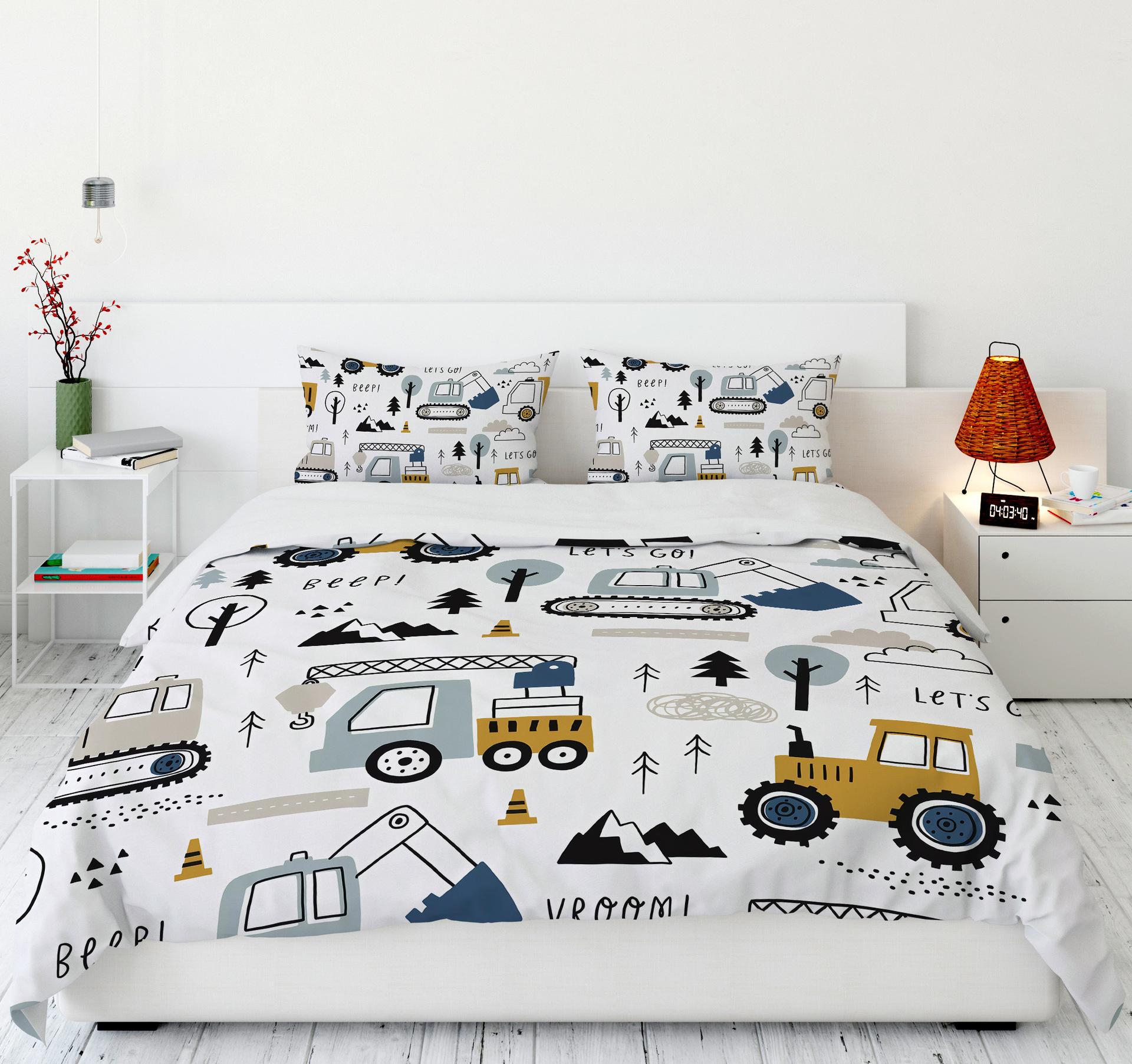 

Home Textile Three-Piece Set Cute Little Dinosaur Cartoon Digital Printing Quilt Pillowcase Bedding 90 * 200