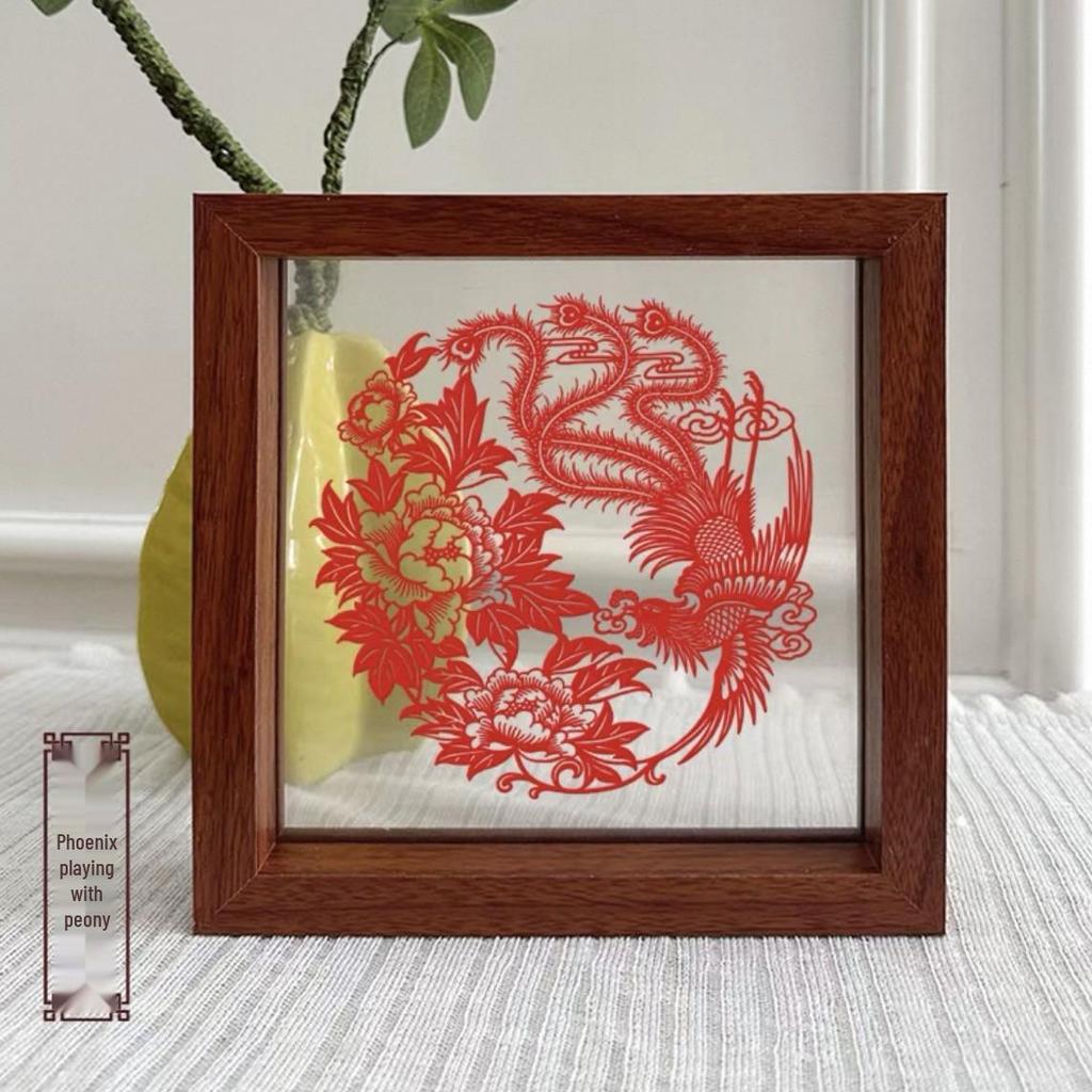 Xianci Double-Sided Transparent Frame: A4 Paper-Cut Calligraphy Fu Character Display Stand