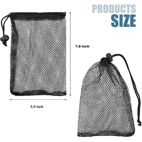 5 PCS Black Bags Mesh Storage Bag Mesh Bag Drawstring ForJewelry Gifts Small Travel Stuff Kitchen Wedding Small Travel Stuff (5, Black, 5.9 *