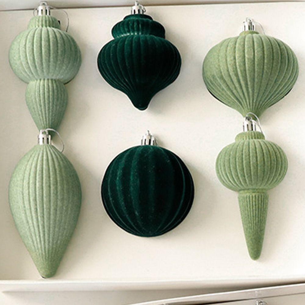 6pcs Shatterproof Christmas Hanging Balls Flocked Xmas Tree Ornaments Home Indoor Outdoor