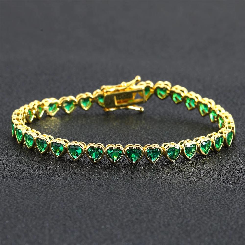 Neue Mode 5MM Iced Out Zirkon Bunte Herz Tennis Kette HipHop Armband Messing Tennis Kette Bling Schmuck für Jahrestag