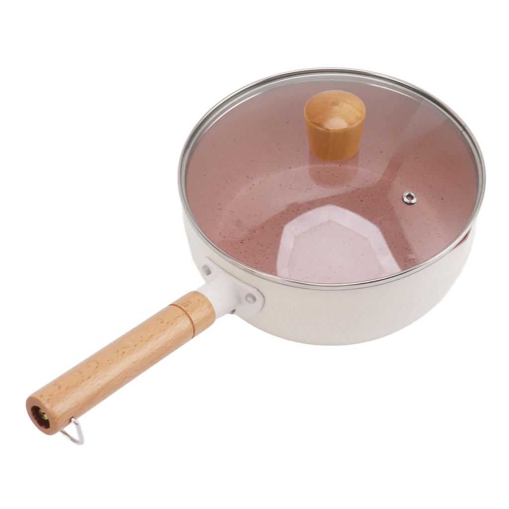 Non Stick Saucepan With Lid White Baby Complementary Food Small Pot Home Kitchen Instant Noodles