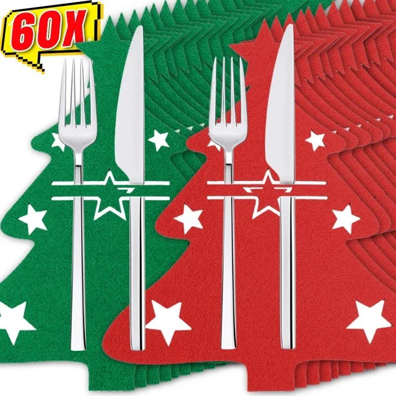Christmas Cutlery Holder Sets Non Woven Fabric Silverware Storage Bag Knife Fork Spoon Organizer New Year Party Table Decoration