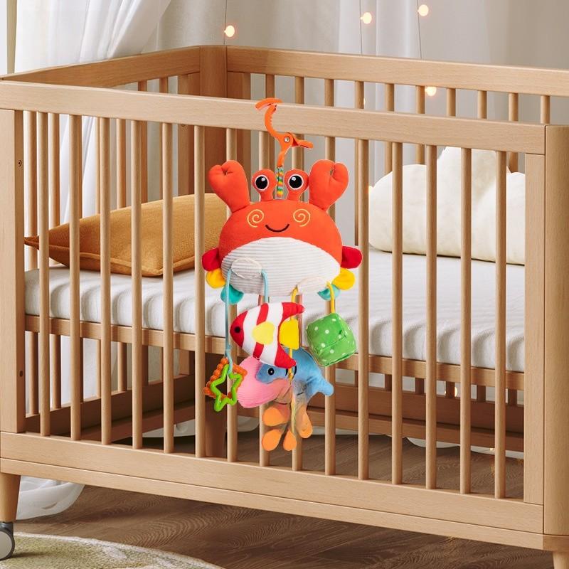 Baby Plush Crab Pull Rope Rattle Carriage Toy With Visual And Grasp Skills For Newborns
