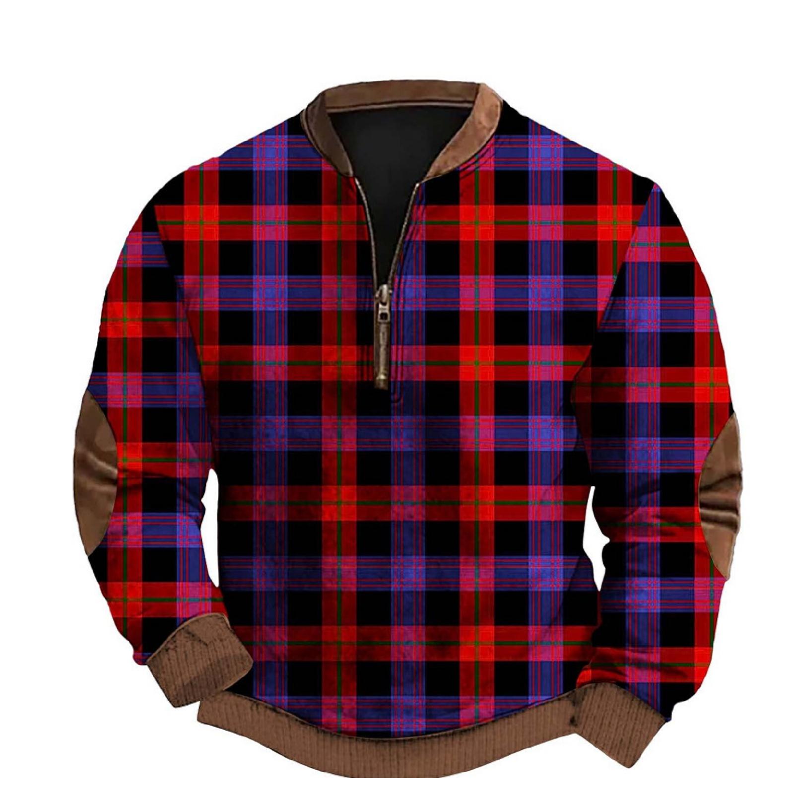 Мужской повседневный и модный свитшот с цифровой 3D-печатью с круглым вырезом длинными рукавами половинной застежкой цельный XL красный 1770₽