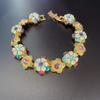 High-quality Brass Fresh Color Enamel Glaze with Diamonds Green Flower Bracelet Bracelet