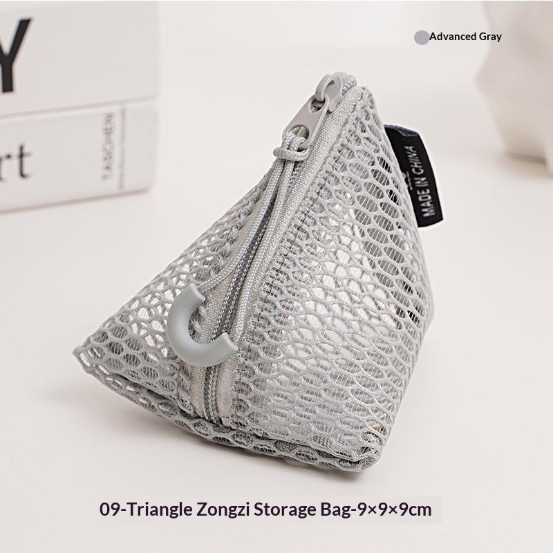 Triangular Mesh Bag Lipstick Jewelry Cosmetic Bag Portable Rope Design Mini Coin Purse Dopamine Color Candy Color Storage Bag