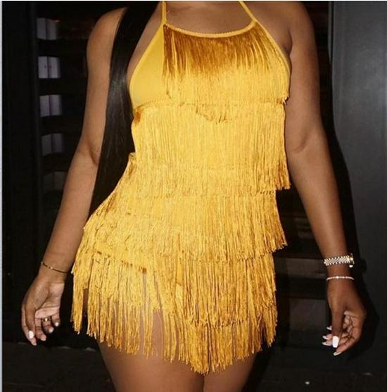 2022 Women's Spliced Tassel Sleeveless A-Line Dress