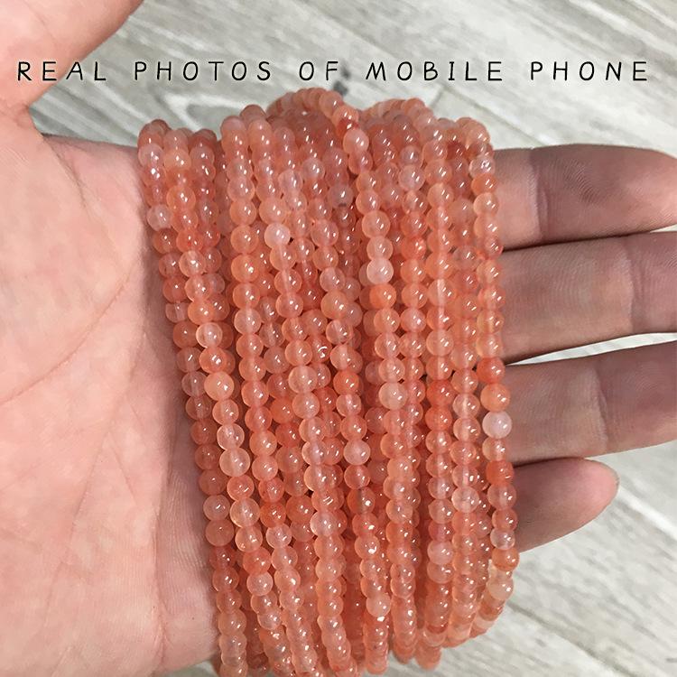 4mm Orange-Red White Natural Stone Beads for DIY Jewelry Accessories 4mm, ~90 beads/strand, ~11g/strand