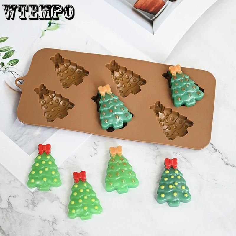 WTEMPO Multiple-Cavity DIY Silicone Christmas Molds Christmas Bow Staff & Christmas Tree Pattern Design Christmas Decorative Gifts Making Molds