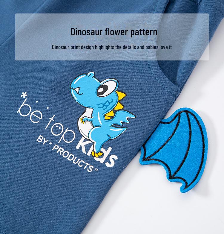 Betop 2025 Summer Boys' Dinosaur Cartoon Shorts for Children