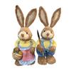 2 Pieces Easter Bunny Rabbit Straw Figures Decoration 35cm Tall Vivid and Lovely Lifelike Holiday Gifts Exquisite Craftsmanship