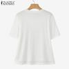 ZANZEA Women Casual Round Neck Summer Patchwork Short Sleeve T-shirt
