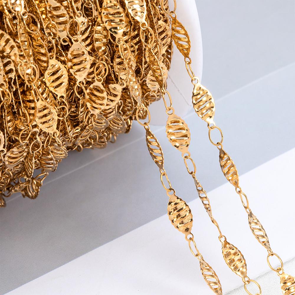 No Fade 1Meter Stainless Steel Gold & Silver Color Twist Stick Link Chain Bulk Chains for DIY Necklace Bracelet Jewelry Making