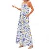 Women's Spring And Summer Casual Fashion Adjustable Suspender Printing Long Dress