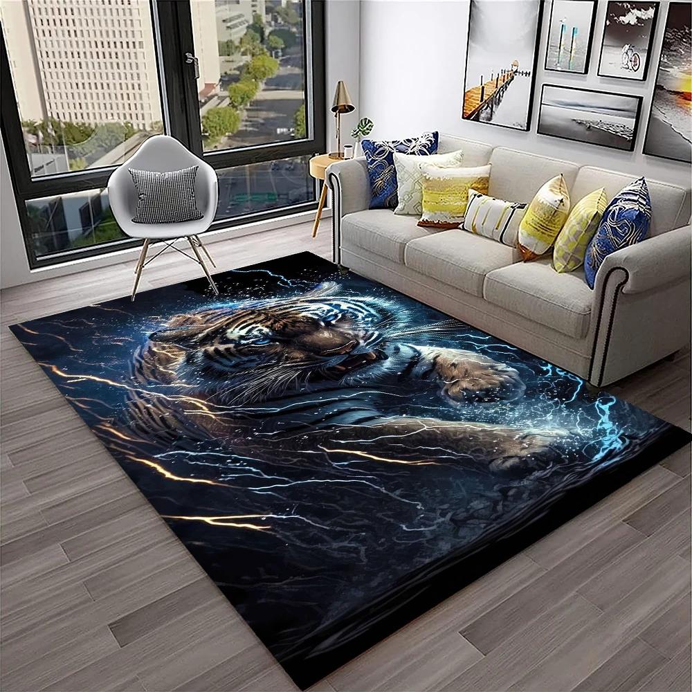 Tappeto Animale Tigre dei Sogni 3D Cartoon per Casa Soggiorno Camera da Letto Divano Zerbino Decorazione, Tappeto per Area Giochi Bambini Tappetino Antiscivolo