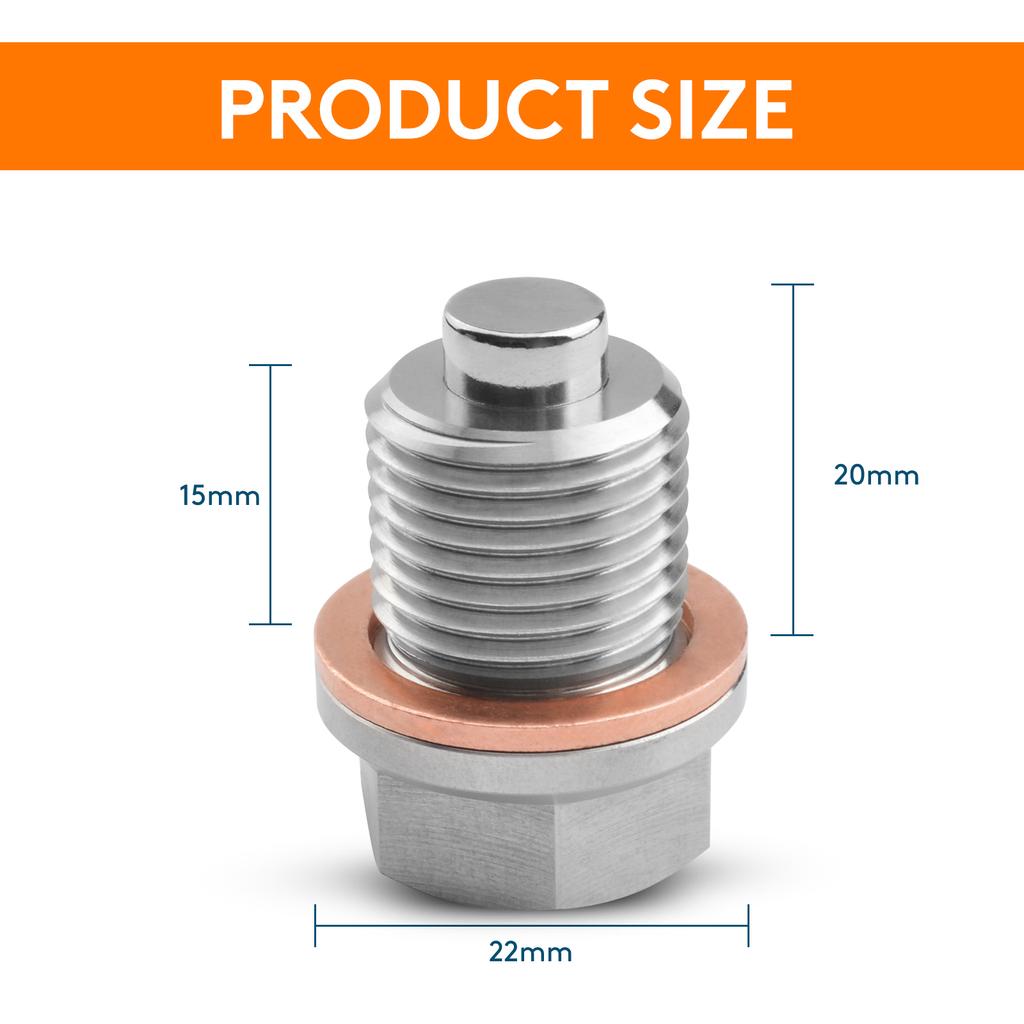M14*1.5 Stainless Steel Engine Magnetic Oil Drain Plug with Neodymium Magnet Magnetic Oil Pan Plug with 3PCS Gasket