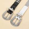 Sexy Hottie With Diamond Pu Belt Punk Diamond-Encrusted Women'S Pants Decorative Wide Belt