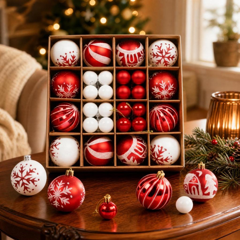 44 Pieces Multipurpose Spherical PET Christmas Tree Ornament with Hanging Loop