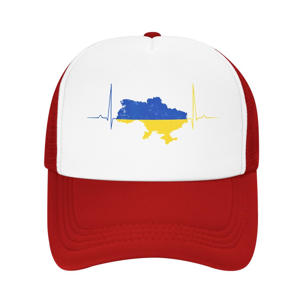Ukraine Heart Ukrainian Heartbeat Mesh Baseball Cap Unisex Outdoor Trucker Hat Hat Adjustable Summer Trucker Hats