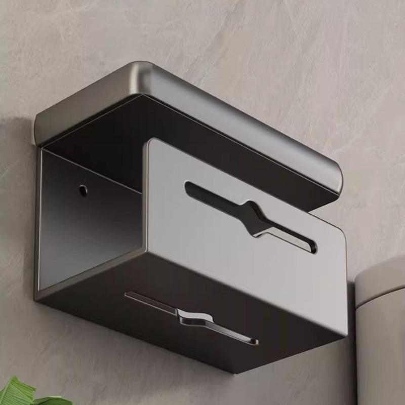 Bathroom Tissue Box Roll Paper Holder Double Layer Wall-Mounted Phone Holder Tissue Dispenser Living Room Tissue Holder