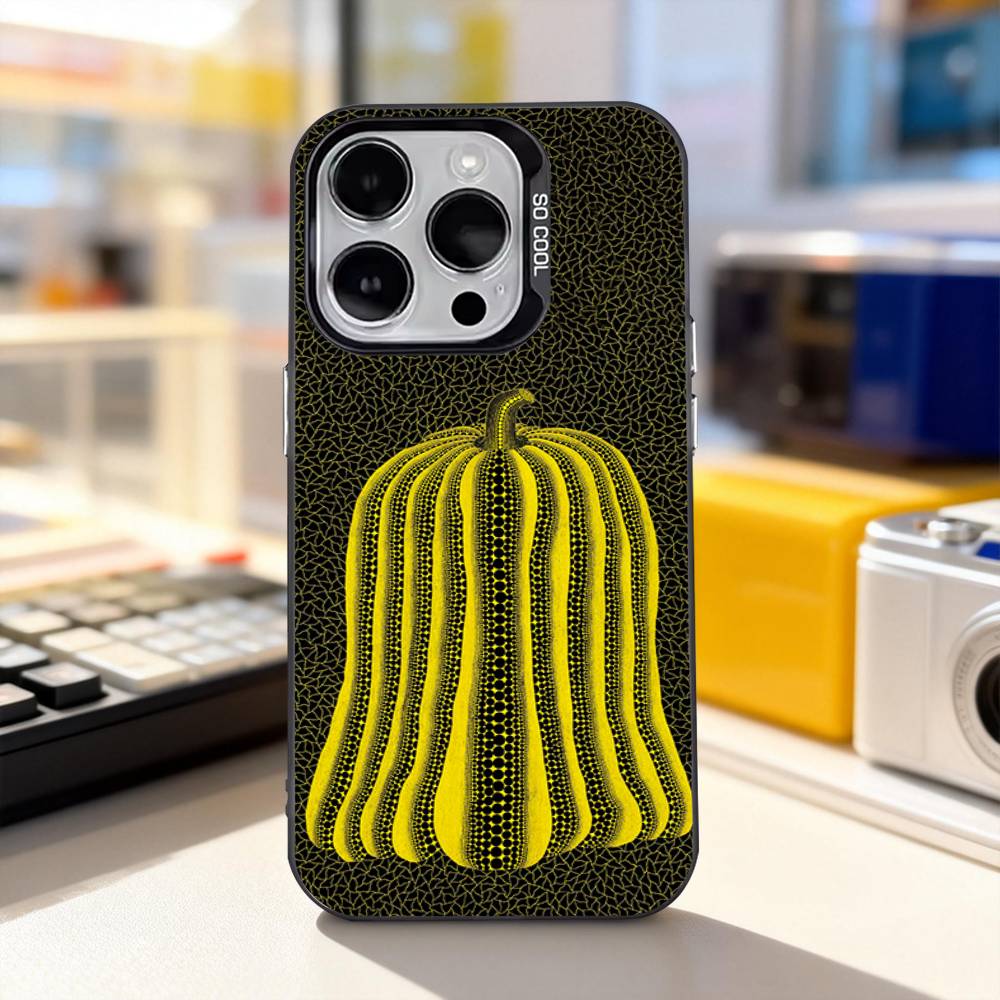 Pumpkin Yayoi Kusama Art For iPhone 17,16,15,14,13,12,11,Pro,Max,Plus,E,Air,Mini Anti Fall Black Matte Hard Bumper Phone Case