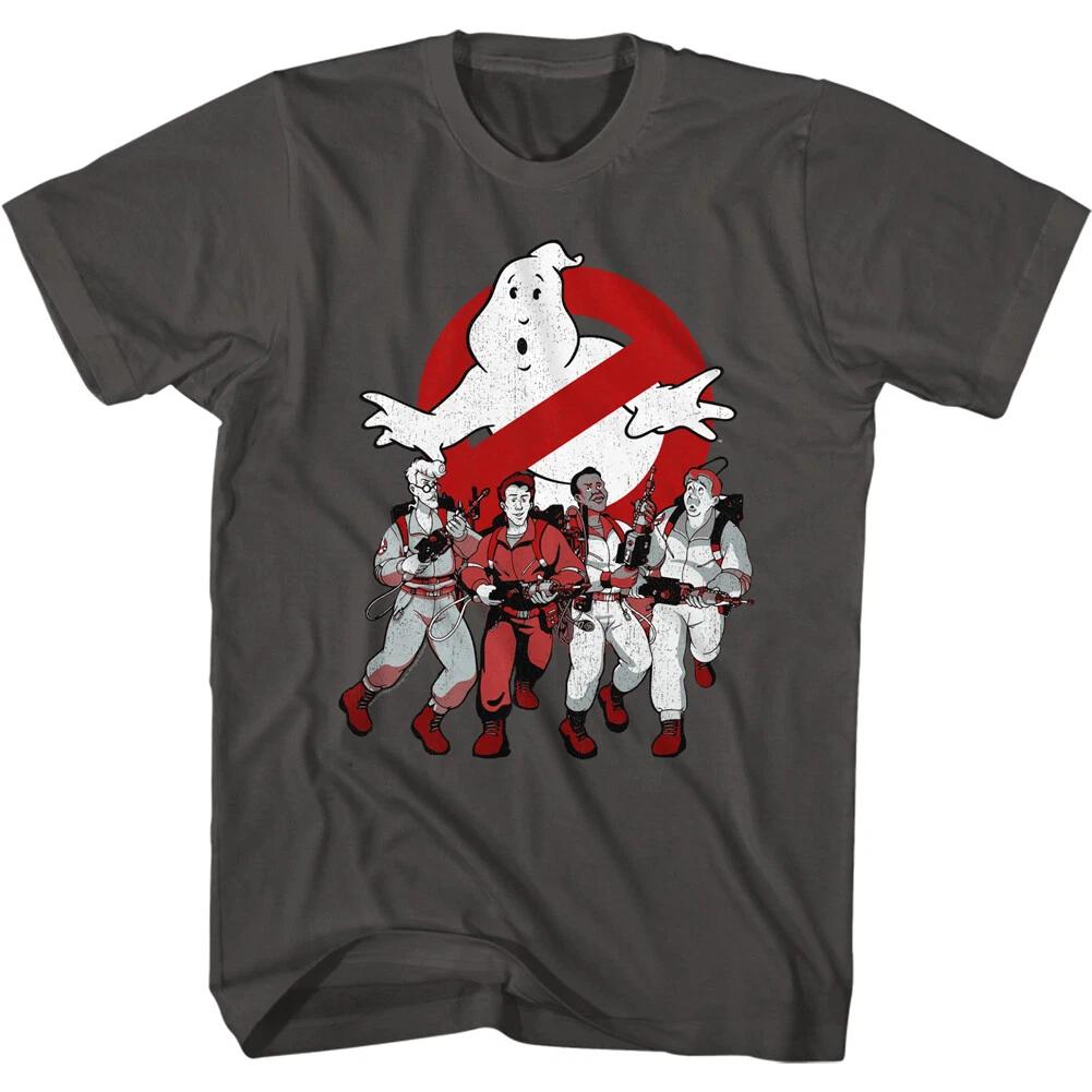 The Real Ghostbusters Cartoon All 4 Busters Mooglie & Movie Logo Men s T Shirt L