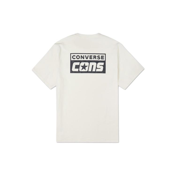 Converse Alphabet Logo Printing Retro Casual Short Sleeve Cream Yellow Men s 10021134-A05 L
