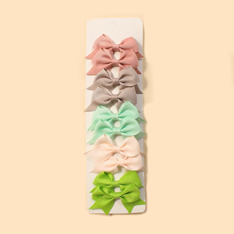 

10Pcs/Set Solid Color Handmade Ribbon Bow Hair Clips Cute Bowknot Barrettes Hairpins for Baby Girls New Year Hair Accessories