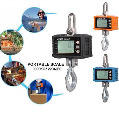 1000kg/ 2204lbs Digital Hanging Scale Portable Heavy Duty Crane Scale LCD Backlight Industrial Hook Scales