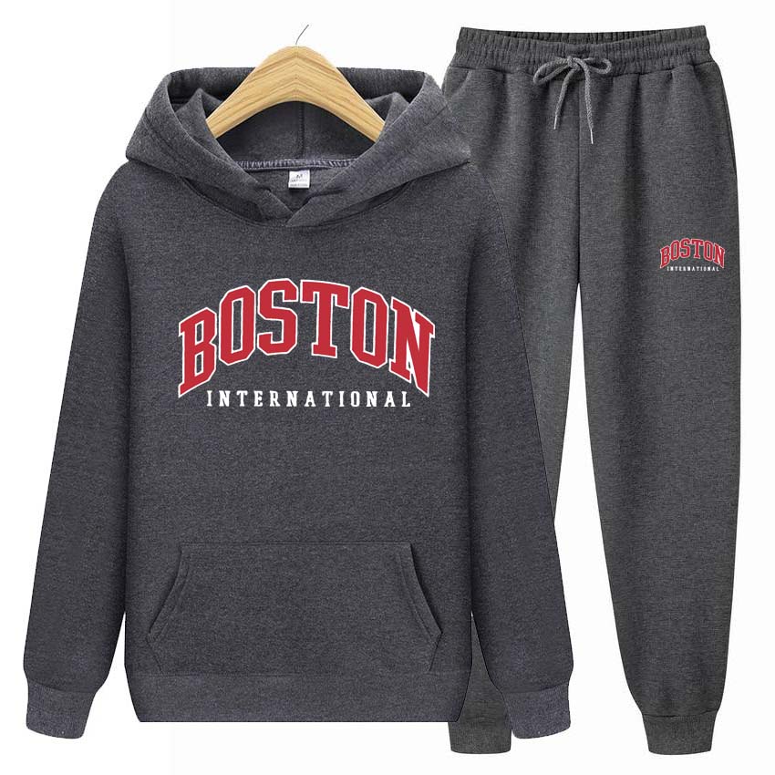 Mikiny + Kalhoty Dvoudílná sada Boston Potisk Pánské Dámské Mikiny Teplákové soupravy Jogger Kalhoty tlusté Teplé oblečení Muži