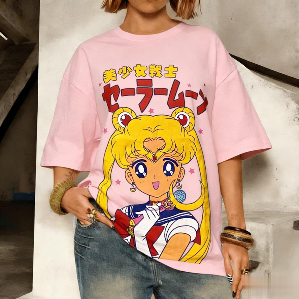 Dámské Unisex Tričko Sailor Moon Anime Japonská Kreslená Grafika Krátký Rukáv Vintage Ležérní Streetwear Letní Topy Y2k