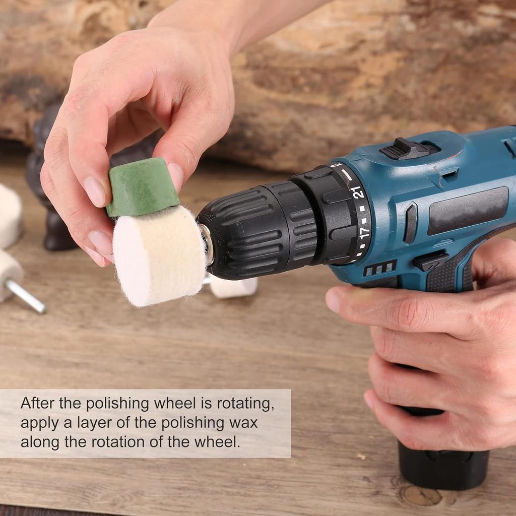 Car Polishing Pads for Drill, 14 PCS Buffing Pad Polishing Wheel Mop Kits with 2 PCS Rouge Compound, Cone/Column/Mushroom/T-Shaped Wheel Grinding Hea