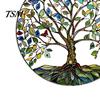 Wall Hanging Ornament Tree of Life Round Sign, Stained Glass Acrylic Suncatcher Decoration Decoration, Window for Indoor Outdoor