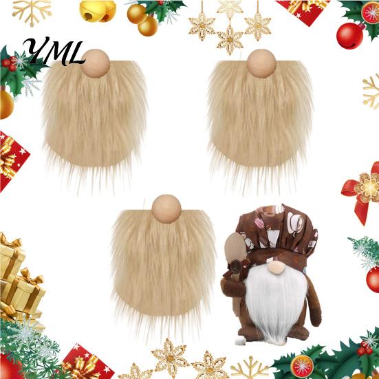 Wooden Ball Nose for Gnomes 3Pcs DIY Gnome Beards with Noses, Plush Beard, Handmade Gift Crafting Tools Faux Fur Dwarf Beard Christmas Elf Doll