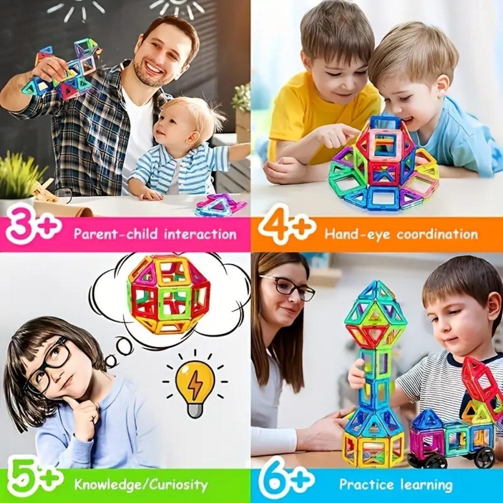 Magnetic Blocks STEM Toy 3D Construction Puzzle For Kids Age 3+