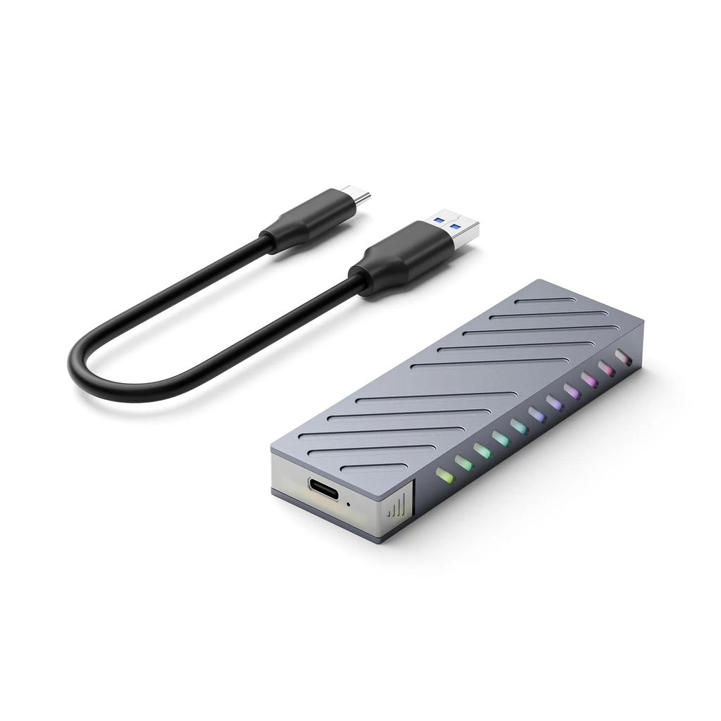 M2 NVMe SSD Enclosure 10Gbps PCIe SSD Case RGB Portable Box USB C 3.2 Gen2 2230/42/60/80 External Adapter for M.2 M-Key SSD