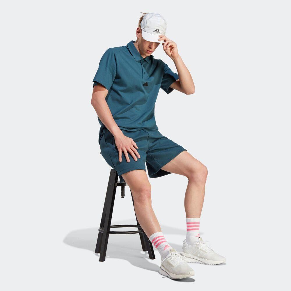Adidas Polo Shirts Men's Arctic Blue Polo Collar Moderate Straight Fit IJ6134